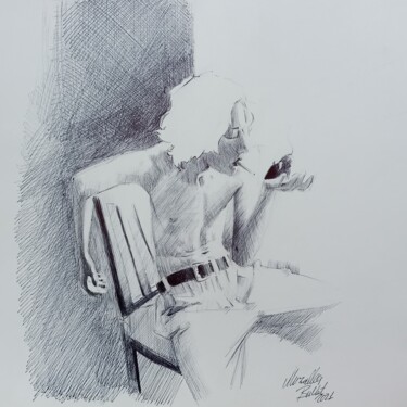 Pintura titulada "Fareli genç" por Muzaffer Bulut, Obra de arte original, Bolígrafo