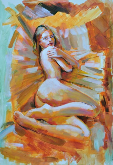 Painting titled "nude166" by Muzaffer Bulut, Original Artwork, Acrylic