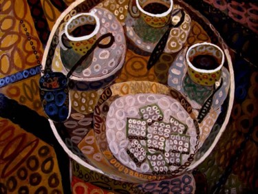 Картина под названием "чашки кофе * cup of…" - Yuri Kossagovsky, Подлинное произведение искусства, Масло