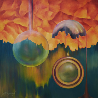 Pintura intitulada "BEGINNING OF TIME -…" por Marina Venediktova, Obras de arte originais, Óleo Montado em Armação em madeira