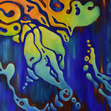 Картина под названием "THE MUSIC OF WATER.…" - Marina Venediktova, Подлинное произведение искусства, Масло Установлен на Дер…