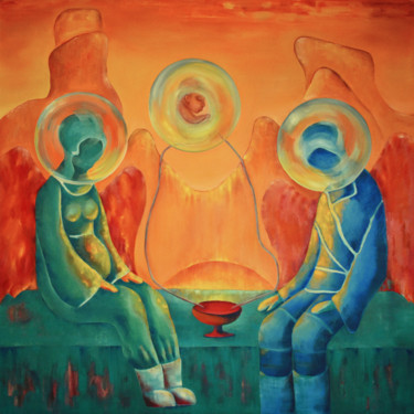 Картина под названием "Mars. Birth of Adam…" - Marina Venediktova, Подлинное произведение искусства, Масло Установлен на Дер…