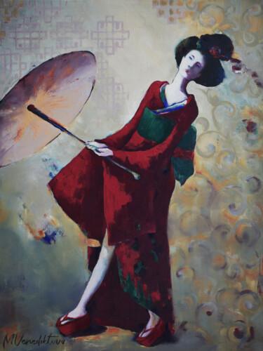 Painting titled "FIGHTING WITH A WIND" by Marina Venediktova, Original Artwork, Oil Mounted on Wood Stretcher frame