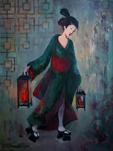 Painting titled "LIGHT CARRIER - ori…" by Marina Venediktova, Original Artwork, Oil Mounted on Wood Stretcher frame