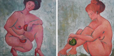 Pintura titulada "diptych Etude with…" por Marina Venediktova, Obra de arte original, Oleo Montado en Bastidor de camilla de…