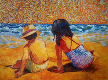 Painting titled "Hijos #2" by Miguel Vitorino (Salvador), Original Artwork, Oil