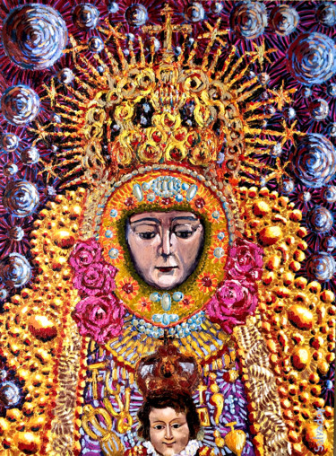 Pittura intitolato "Virgen del Rocío" da Miguel Vitorino (Salvador), Opera d'arte originale, Olio