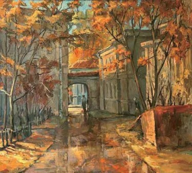 Картина под названием "Rozhdestvenka Fall" - Gennady Mikhalev, Подлинное произведение искусства