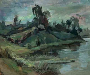 Картина под названием "Study on the Volga" - Gennady Mikhalev, Подлинное произведение искусства