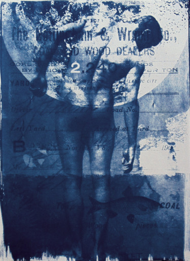 Druckgrafik mit dem Titel "Cyanotype_04_A3_Man…" von Manel Villalonga, Original-Kunstwerk, Manipulierte Fotografie