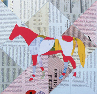 Collagen mit dem Titel "Collage_72_Horse" von Manel Villalonga, Original-Kunstwerk, Collagen