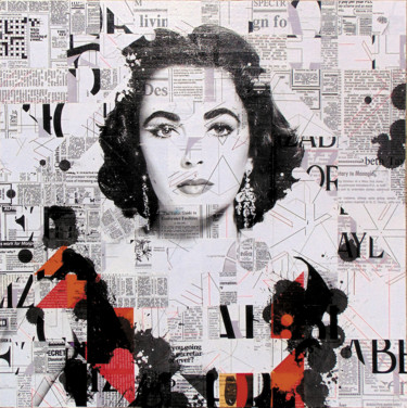 Colagens intitulada "Collage_26_Elizabet…" por Manel Villalonga, Obras de arte originais, Colagens Montado em Outro painel r…