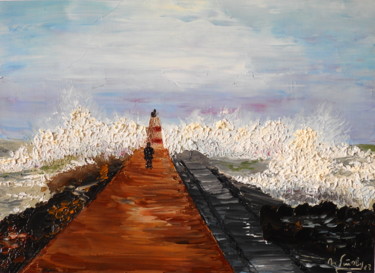 Peinture intitulée "Playa da Rocha, Alg…" par Marina Viñoly Apaolaza, Œuvre d'art originale, Huile Monté sur Autre panneau r…