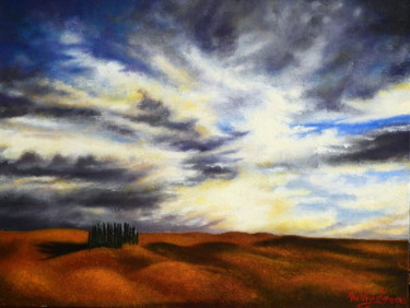 Painting titled "Paisaje de Toscana" by Marina Viñoly Apaolaza, Original Artwork, Oil Mounted on Other rigid panel