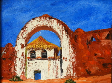 Painting titled "Machuca, Atacama" by Marina Viñoly Apaolaza, Original Artwork, Oil Mounted on Other rigid panel
