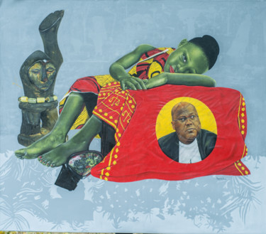 Peinture intitulée "Mes patrimoines" par David Mwayila, Œuvre d'art originale, Huile