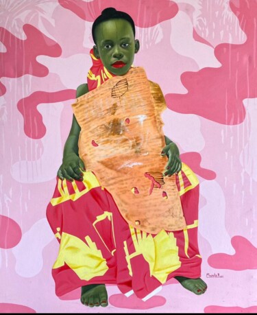 Peinture intitulée "Attente" par David Mwayila, Œuvre d'art originale, Huile