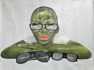 Peinture intitulée "Observation" par David Mwayila, Œuvre d'art originale, Huile