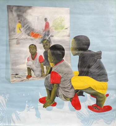 Peinture intitulée "Ils nous regardent" par David Mwayila, Œuvre d'art originale, Huile
