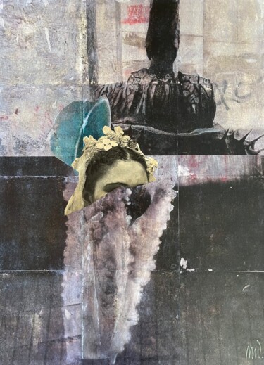 Collages getiteld "The Splash 2" door Marian Williams, Origineel Kunstwerk, Olie Gemonteerd op Frame voor houten brancard