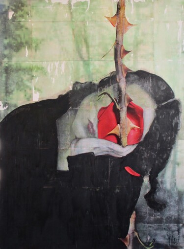 Collages titulada "Sleeping Beauty" por Marian Williams, Obra de arte original, Oleo Montado en Bastidor de camilla de madera
