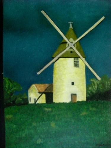 Peinture intitulée "vieu moulin" par Mwlep, Œuvre d'art originale, Huile