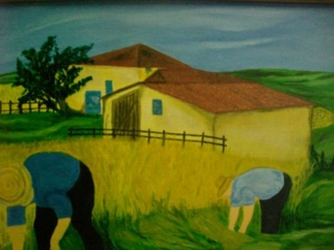 Peinture intitulée "la moisson" par Mwlep, Œuvre d'art originale, Huile