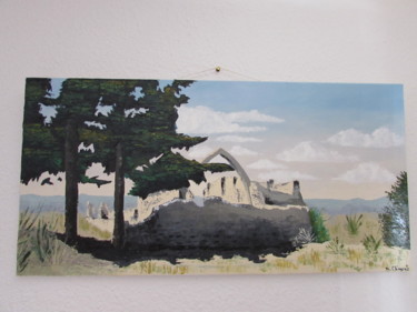 Peinture intitulée "Ruines du château" par M Clémente, Œuvre d'art originale, Huile