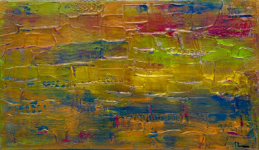 Painting titled "Steel Rainbow" by Mya Kotook, Original Artwork, Acrylic Mounted on Wood Stretcher frame