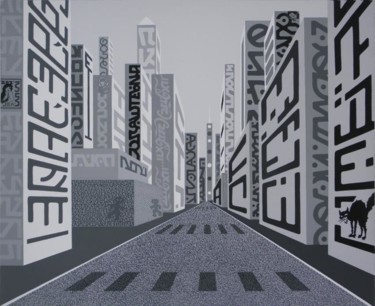 Peinture intitulée "Capital city" par Mychel Blanc, Œuvre d'art originale, Autre