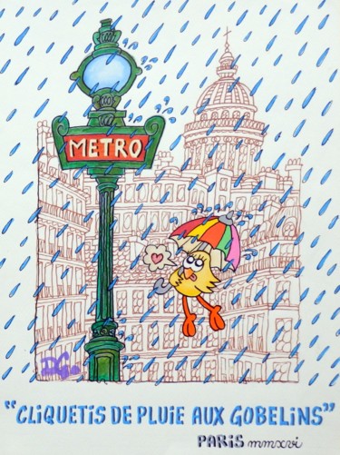 Peinture intitulée ""Cliquetis de pluie"" par David Manuel Garcia, Œuvre d'art originale, Acrylique