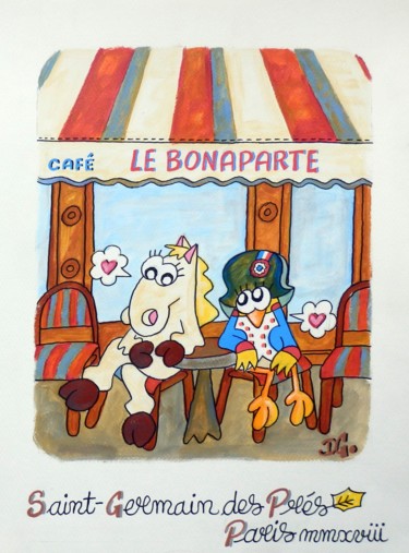 Painting titled ""Le Bonaparte Café"" by David Manuel Garcia, Original Artwork, Acrylic