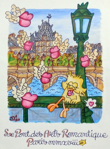 Peinture intitulée ""Le Pont des Arts R…" par David Manuel Garcia, Œuvre d'art originale, Acrylique