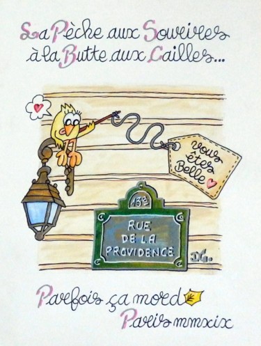 Drawing titled ""La pèche aux Souri…" by David Manuel Garcia, Original Artwork