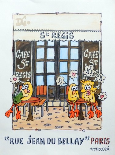 Painting titled "Café "Saint-Régis"" by David Manuel Garcia, Original Artwork, Acrylic