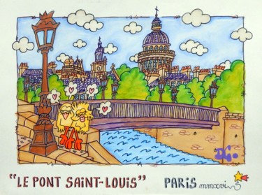 Painting titled ""Le pont Saint-Loui…" by David Manuel Garcia, Original Artwork, Acrylic