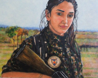 Malerei mit dem Titel "Peshmerga" von Timothy Green, Original-Kunstwerk, Öl