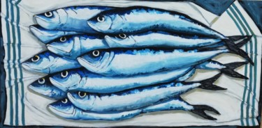 Painting titled "Sardines de la Turb…" by Marie Hamelin, Original Artwork, Acrylic