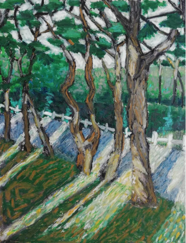 Peinture intitulée "Avenue Cavalière gr…" par Marie Hamelin, Œuvre d'art originale, Pastel Monté sur Carton
