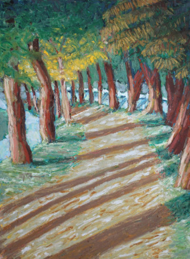 Peinture intitulée "Eté indien Avenue C…" par Marie Hamelin, Œuvre d'art originale, Pastel
