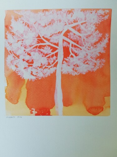 Malarstwo zatytułowany „Pin orange” autorstwa Marie Hamelin, Oryginalna praca, Akwarela