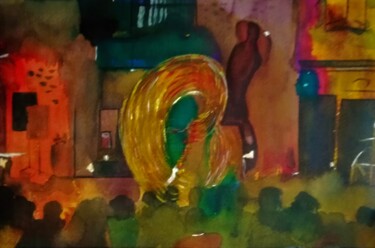Peinture intitulée "Festival de rue" par Myind, Œuvre d'art originale, Aquarelle