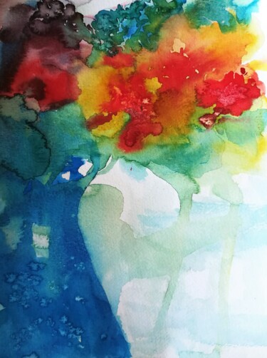 Peinture intitulée "Bouquet" par Myind, Œuvre d'art originale, Aquarelle