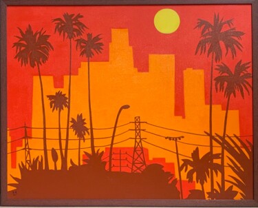 Painting titled "July in Los Angeles…" by Mykhalchuk Vadym, Original Artwork, Oil Mounted on Wood Stretcher frame
