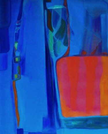 Peinture intitulée "Orange,Red & Blue.j…" par Micheline Bousquet, Œuvre d'art originale, Huile