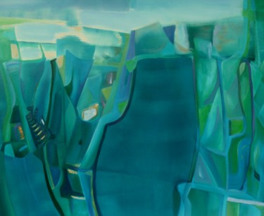 Картина под названием "Green & Turquoise.j…" - Micheline Bousquet, Подлинное произведение искусства, Масло