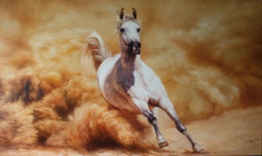 Картина под названием "Horse runs" - Mykola Kaftan, Подлинное произведение искусства, Масло
