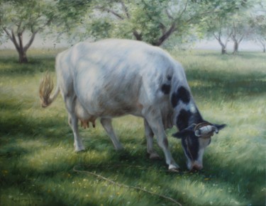 Картина под названием "Green pasture" - Mykola Kaftan, Подлинное произведение искусства, Масло