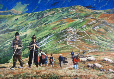 Schilderij getiteld "Carpathian Mountains" door Mykola Koidan, Origineel Kunstwerk, Olie