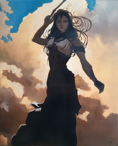Картина под названием "Lady Camelot" - Mykola Koidan, Подлинное произведение искусства, Масло